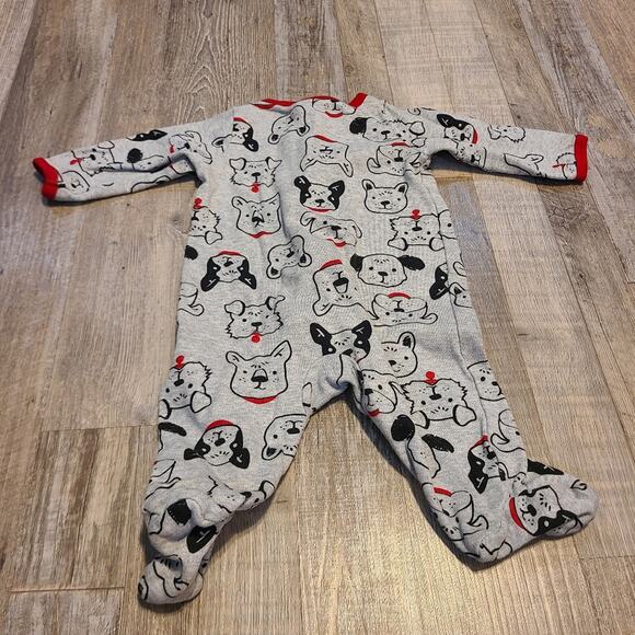Wonder Nation gray and red puppy dog footie pajamas 0-3 month baby - Picture 2 of 5